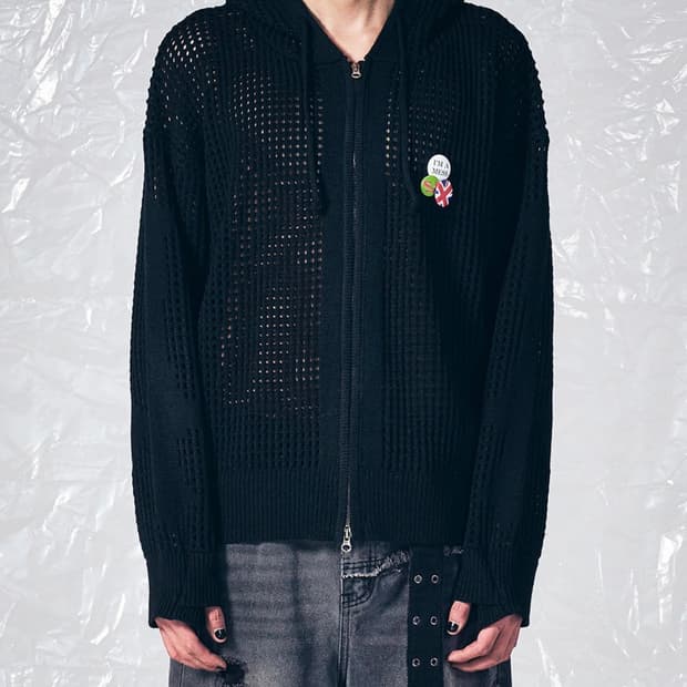 스키즘 인듀싱 Cross Mesh Zip Hoodie Black 유니섹스