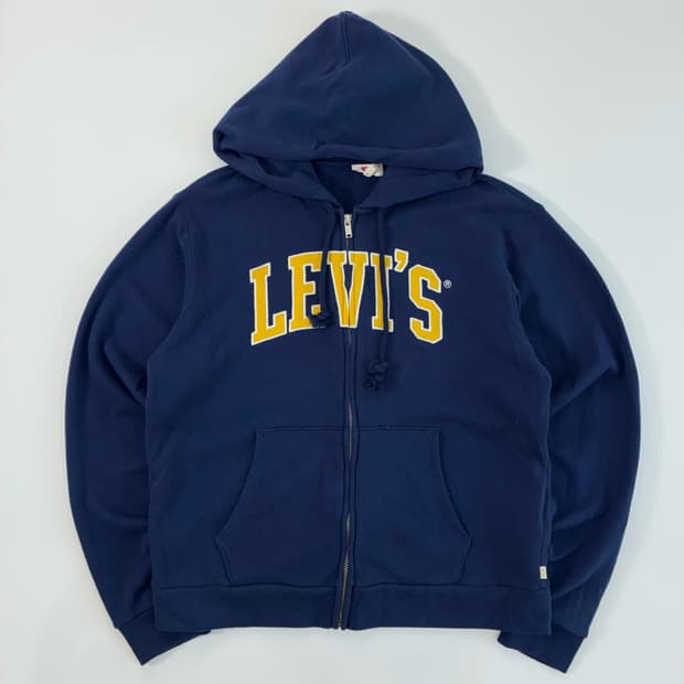 Levi's  리바이스 스펠아웃 빅로고 네이비 후드집업 
