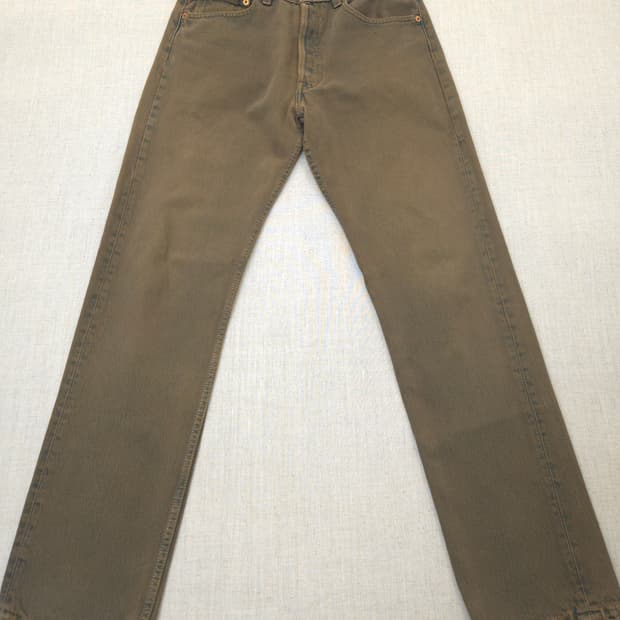 희귀 98년산 리바이스 501 영국 생산 브라운 컬러진