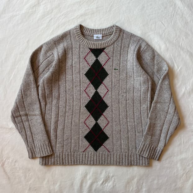 (100-102) JP LACOSTE 아가일 울 실크 니트 스웨터