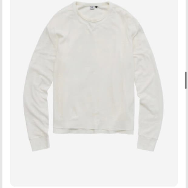 3) 폴리테루 루트 넥 크롭 롱 슬리브 유즈드 화이트