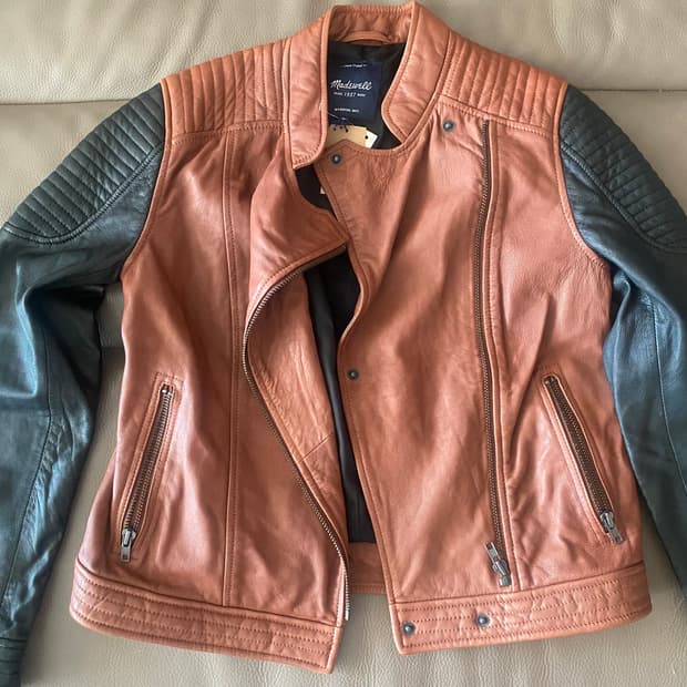 madewell two toned quilted 레더 자켓