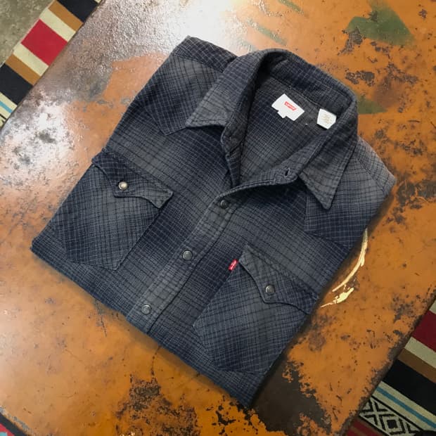 리바이스 그레이네이비 체크 도톰한 웨스턴 셔츠 남성 105 사이즈