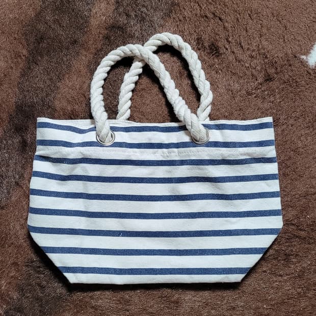 마린 스트라이프 캔버스 토트백