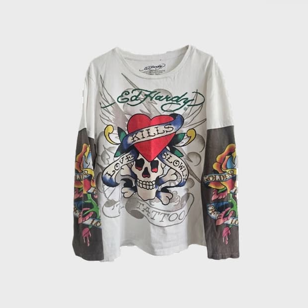 Ed hardy 에드하디 로고 티셔츠 롱슬리브리스