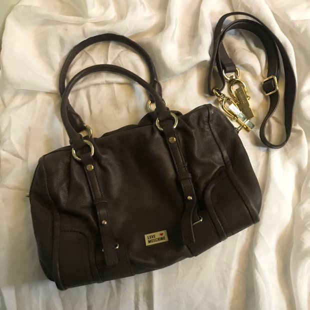 Moschino 러브모스키노 투웨이 브라운 레더 백