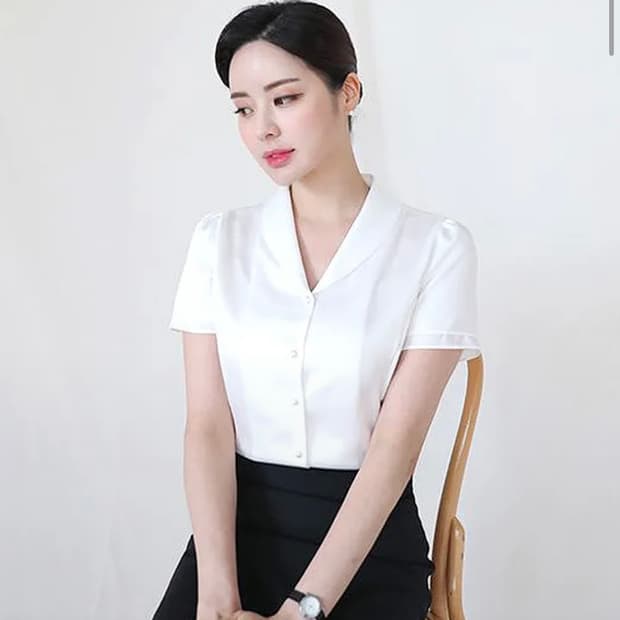 새상품 택o) 더웨이나인 면접용 카라 블라우스