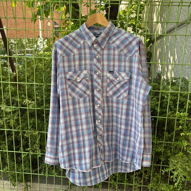 80s 랭글러 체크 웨스턴셔츠