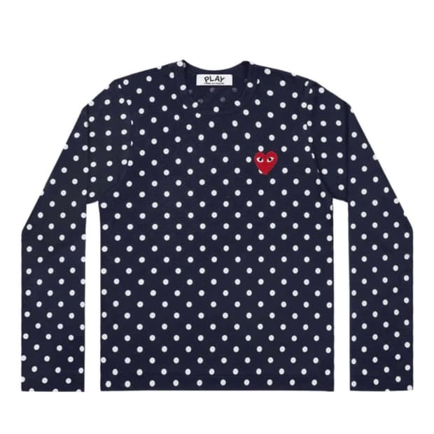 꼼데가르송 도트 무늬 롱슬리브 네이비 s 사이즈