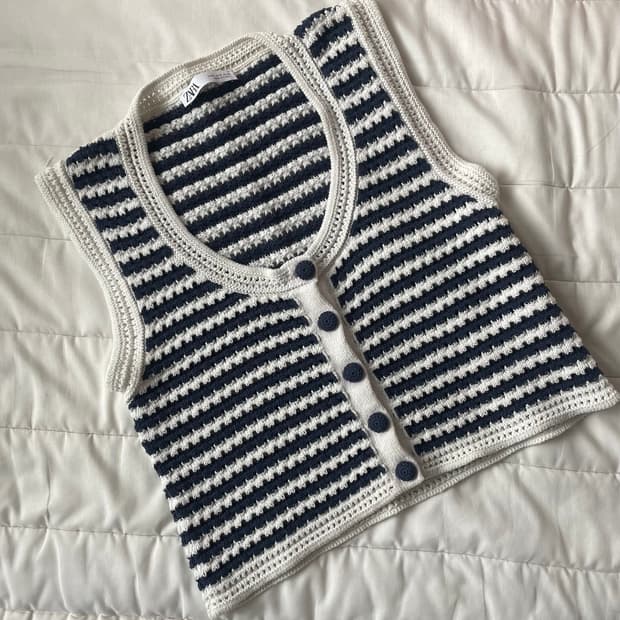뜨개 니트 버튼 베스트 M