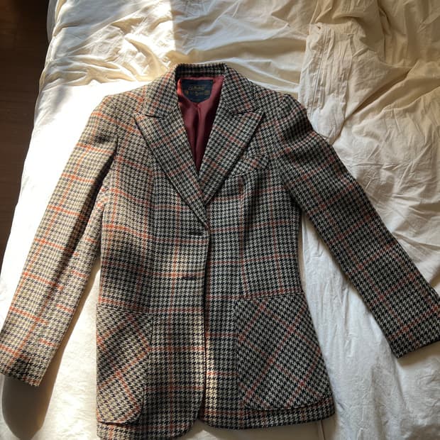 빈티지 체크 모직 자켓(EU40)