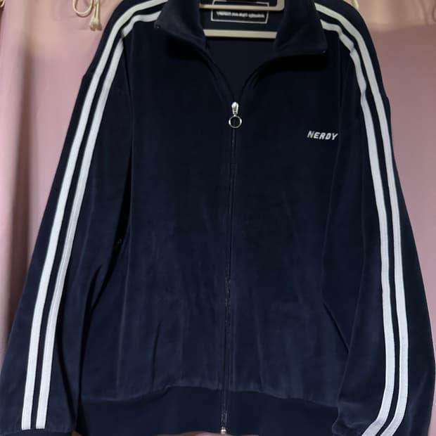 널디 져지 널디벨벳 네이비 트랙탑 라지  널디벨벳져지