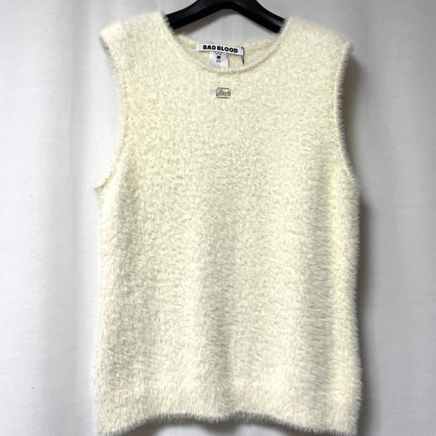 (새상품) 배드블러드 여성 헤어리 니트 베스트 조끼 _ 아이보리