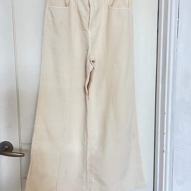 마시모두띠 크림색 와이드 레그 진