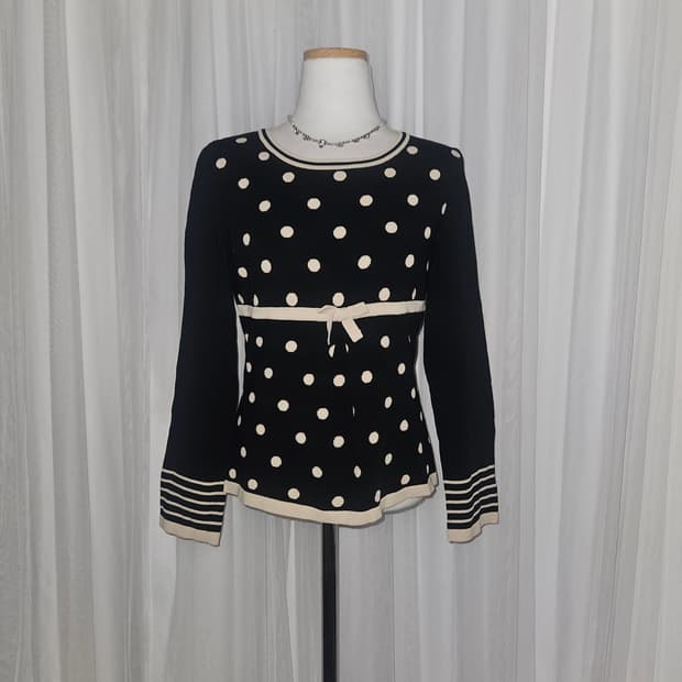 courreges 꾸레쥬 도트 네이비 히메 니트