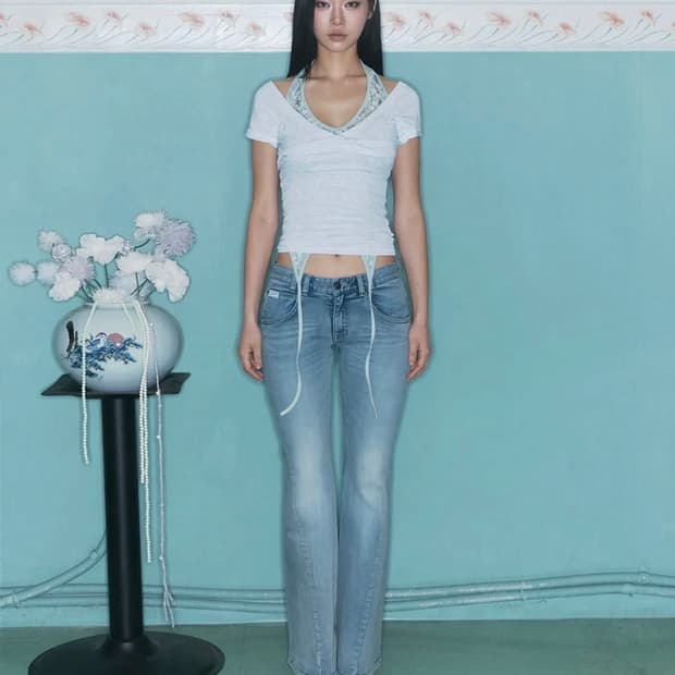 택달린 새상품) 플리즈노팔로우 25빈티지 워싱 부츠컷 데님