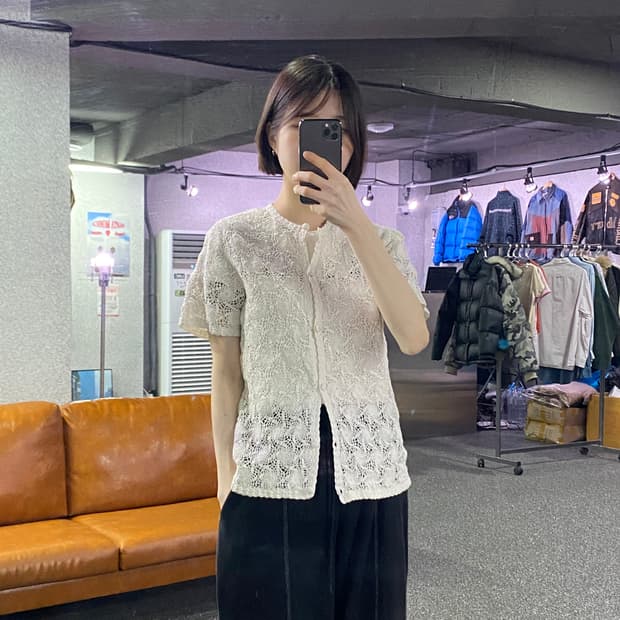 빈티지 코튼 핸드메이드 니팅 가디건B3791