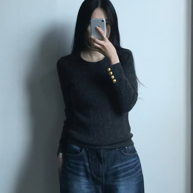 폴로 랄프로렌 럭비 차콜 꽈배기 니트