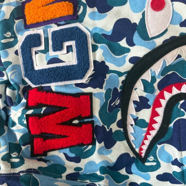 베이프 블루 카모샤크후드집업 M