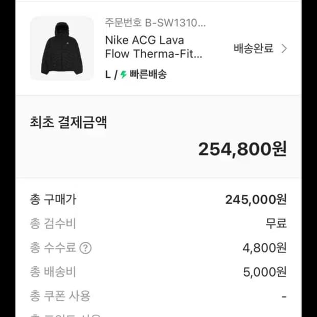 나이키 acg 경량패딩 L