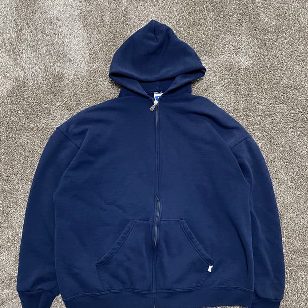 90s russell athletic hoodie zip navy 러셀