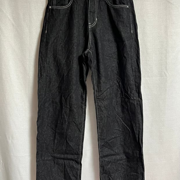 에잇세컨즈 흑청 생지 화이트스티치 데님팬츠 청바지 30