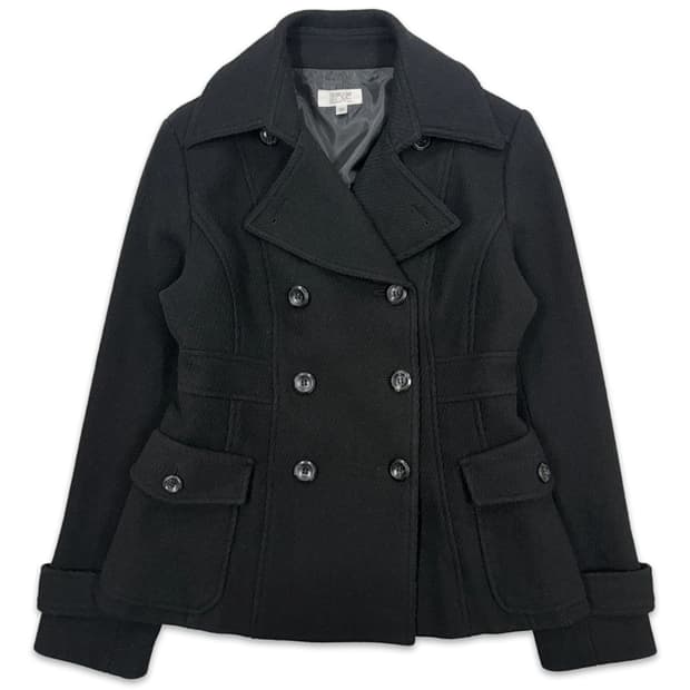 빈티지 FROM LOVE THREE 블랙 슬림 더블 하프 코트