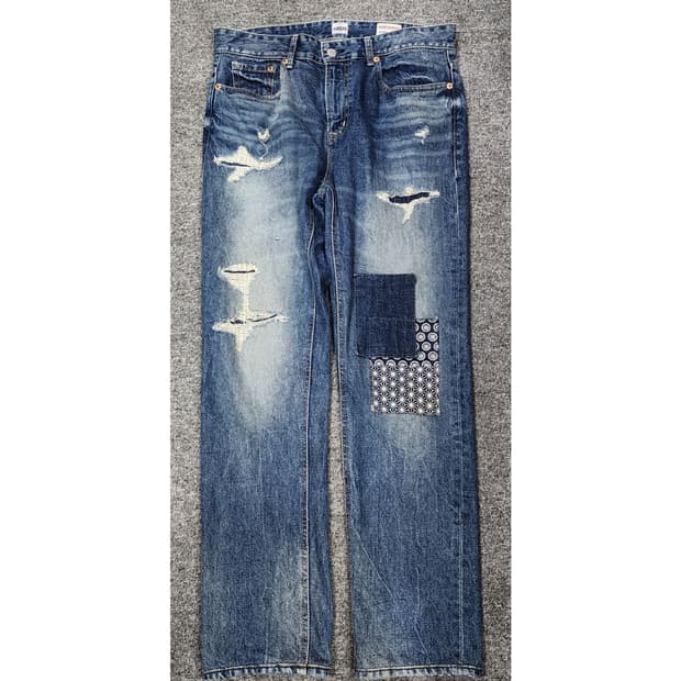 에비수 패치 워크 데님팬츠 청바지 32