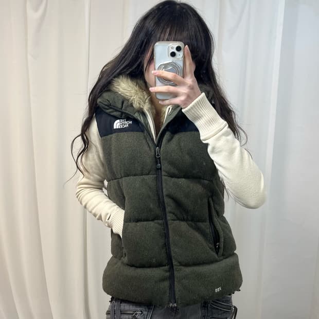 The North Face Khaki Puffer Vest