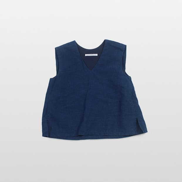KBF Indigo Linen Short Vest