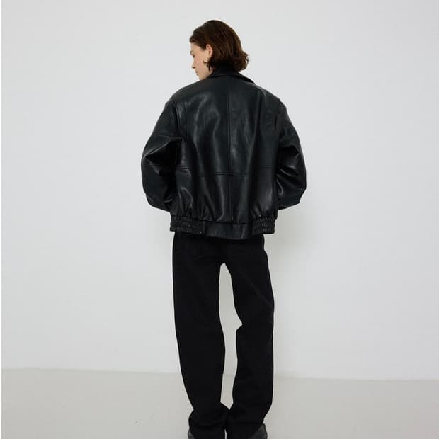 L‘EAU 오버핏 레더자켓