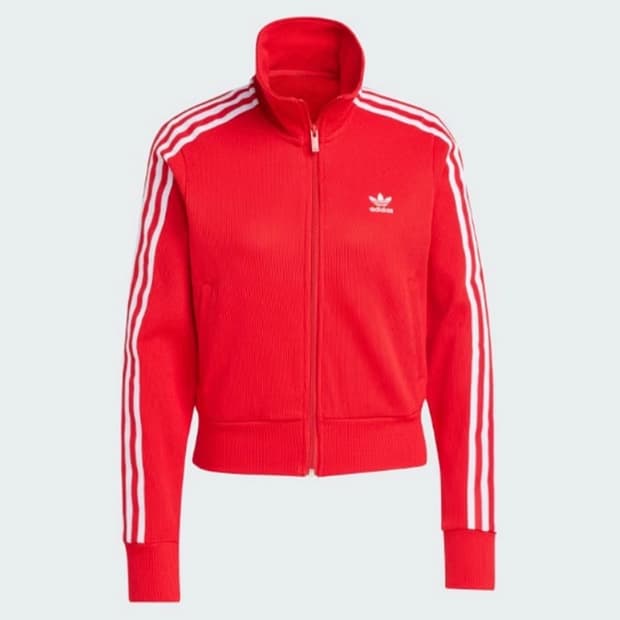 아디다스 니트 탑 레드 크롭 자켓 저지