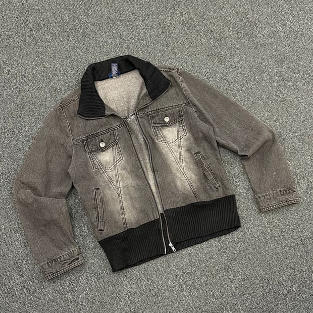 16)jeans west 빈티지 흑청 데님 니트 자켓
