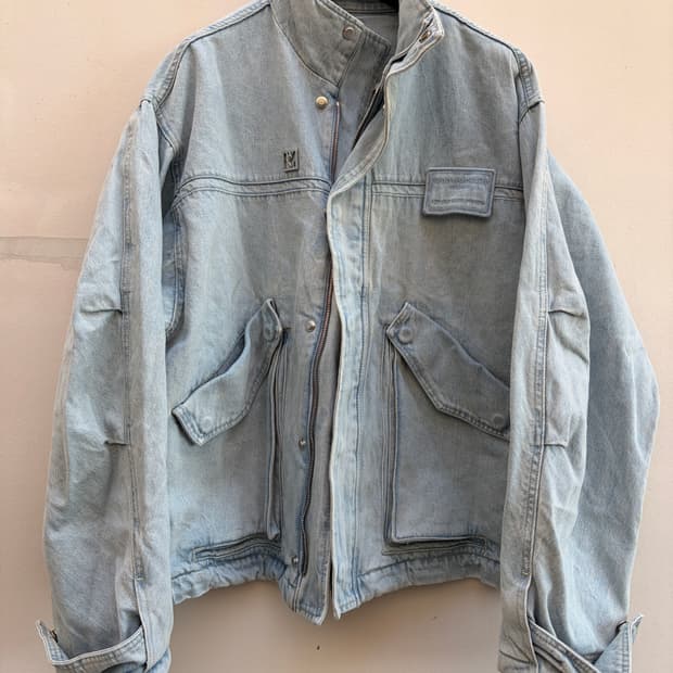 우영미 23ss 하이넥 연청 데님 자켓 블루종 MA-1 봄버  WOOYO