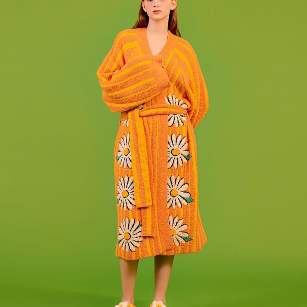 위글위글 라운지 로브 샤워가운 오렌지컬러