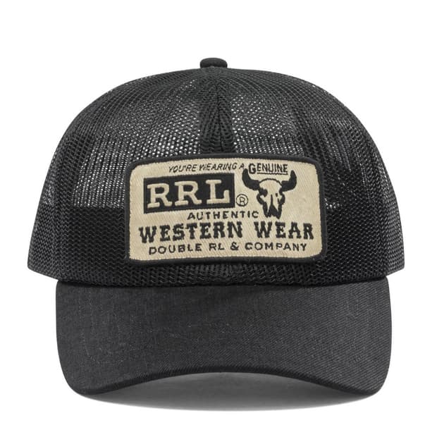 RRL 더블알엘 데님 빌 메쉬 트러커 캡 블랙