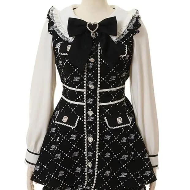 리즈리사 모노그램 트위드 리본 셋업