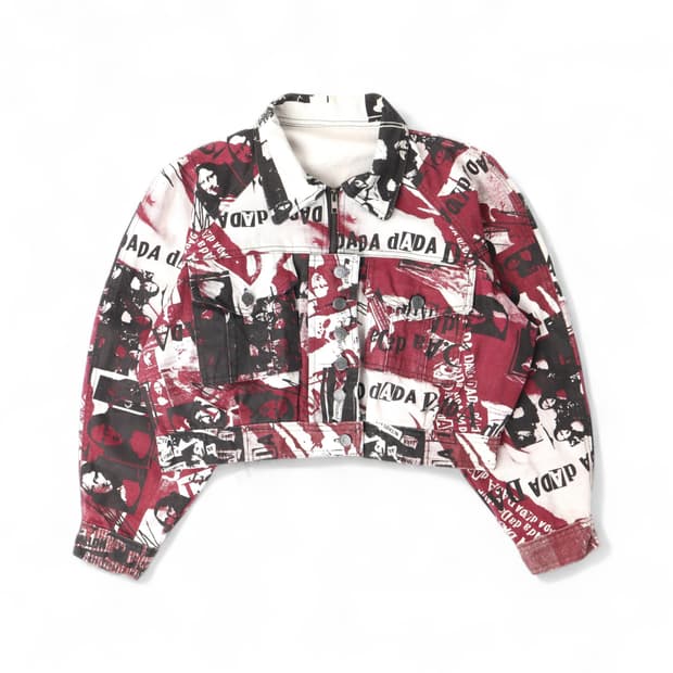 90s Modzart london 아티스트 페인팅 크롭 데님자켓