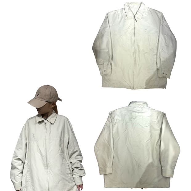 Ysl 입생로랑 화이트 로고 블루종 자켓