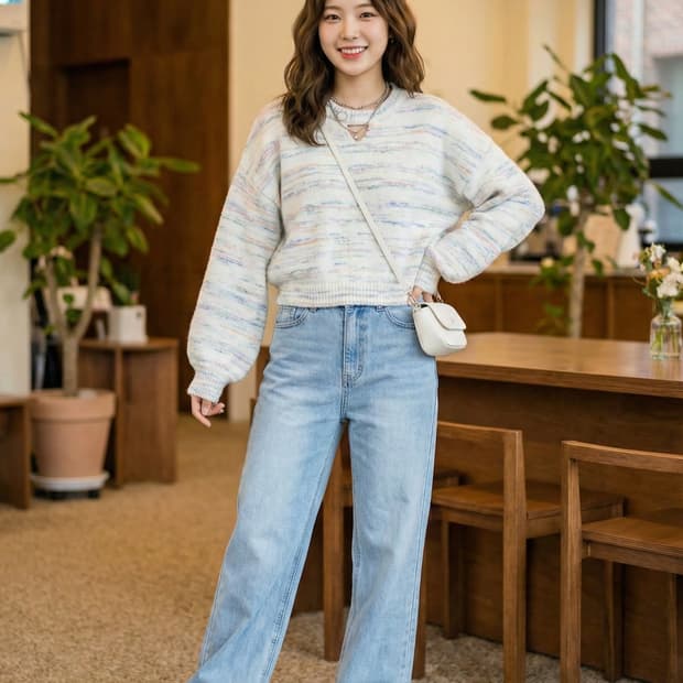 KUOSE 쿠오세 멀티 컬러 믹스 울 블렌드 니트