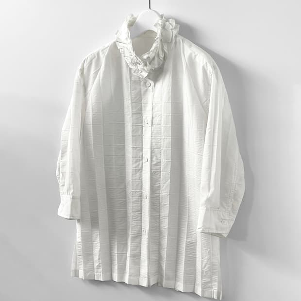 90~00s 이세이 미야케 화이트 라벨 플리츠 카라 셔츠
