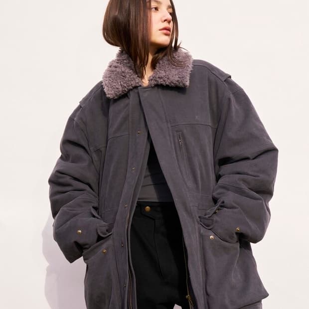 yiyae 워크 코트 페이드 차콜