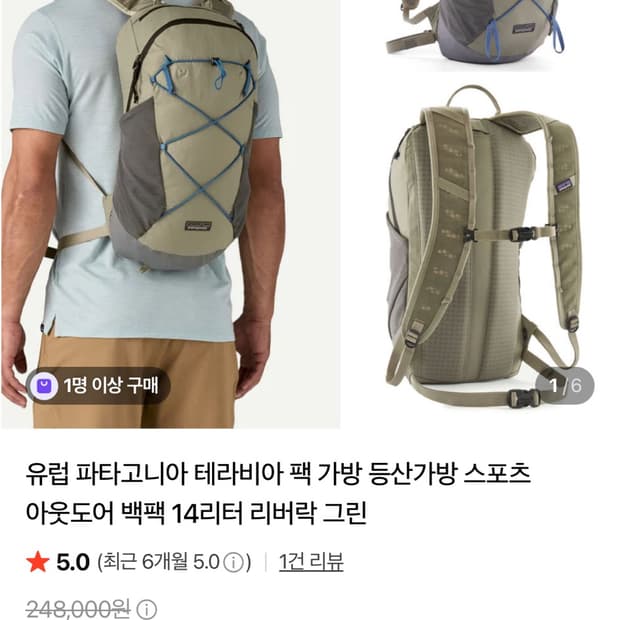 파타고니아 테라비아팩 14L 백팩 리버락그린 m 새상품