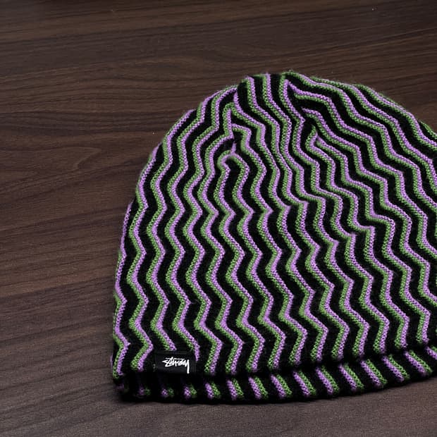 Stussy Skullcap Crinkle Stitch Black
