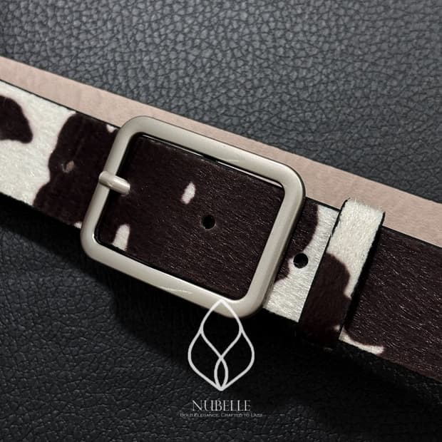 🌗 Cow hair belt / 카우 송치털 호피 벨트 크림