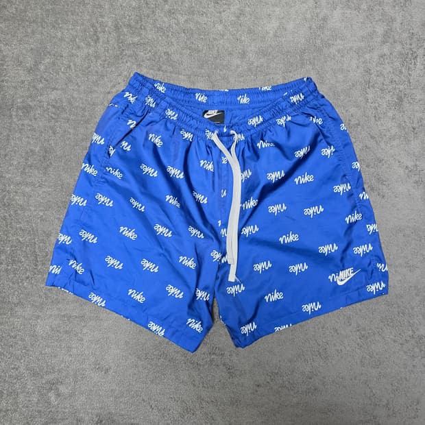 나이키 블루 로고 프린트 반바지 XL
