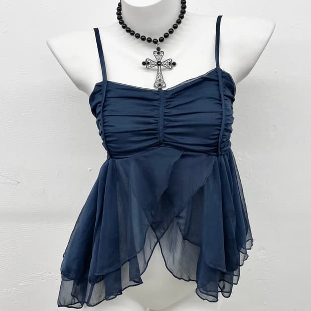 네이비 셔링 시어 슬립