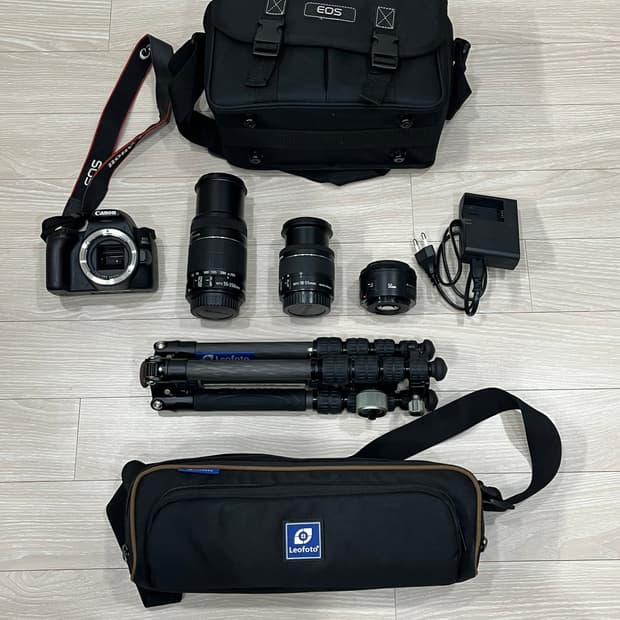 캐논 EOS 200D2 카메라 풀세트 + 레오포토 삼각대