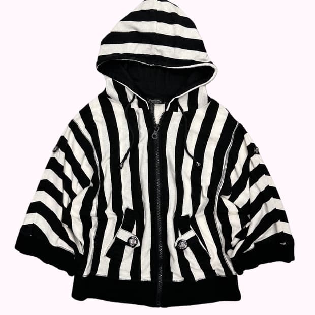 DIAMOND JULIA stripe knit hood zip-up