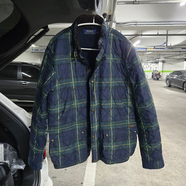 폴로 랄프로렌 퀼팅 자켓 타탄체크 M 사이즈 팝니다
